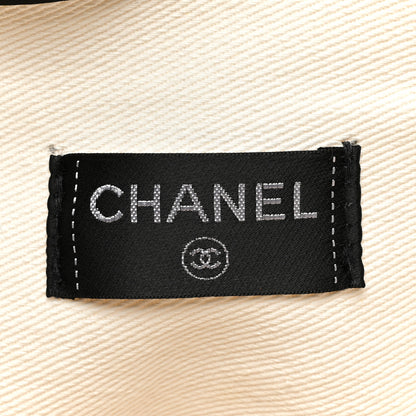 Chanel Cotton Lambskin Quilted CC Tote White Black 7 of 11