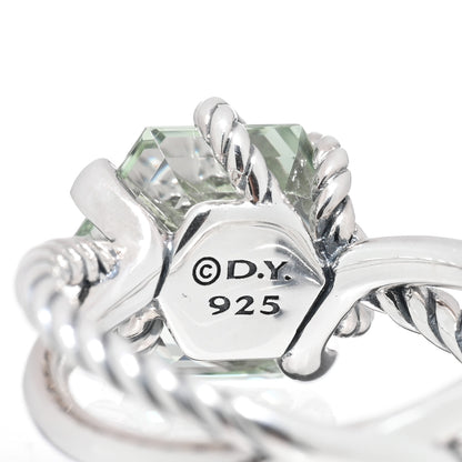 David Yurman Sterling Silver Diamond Prasiolite 10mm Cable Wrap Ring 49 5 4 of 4
