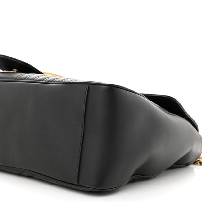 Gucci Calfskin Matelasse Maxi GG Marmont Top Handle Shoulder Bag Black 10 of 16