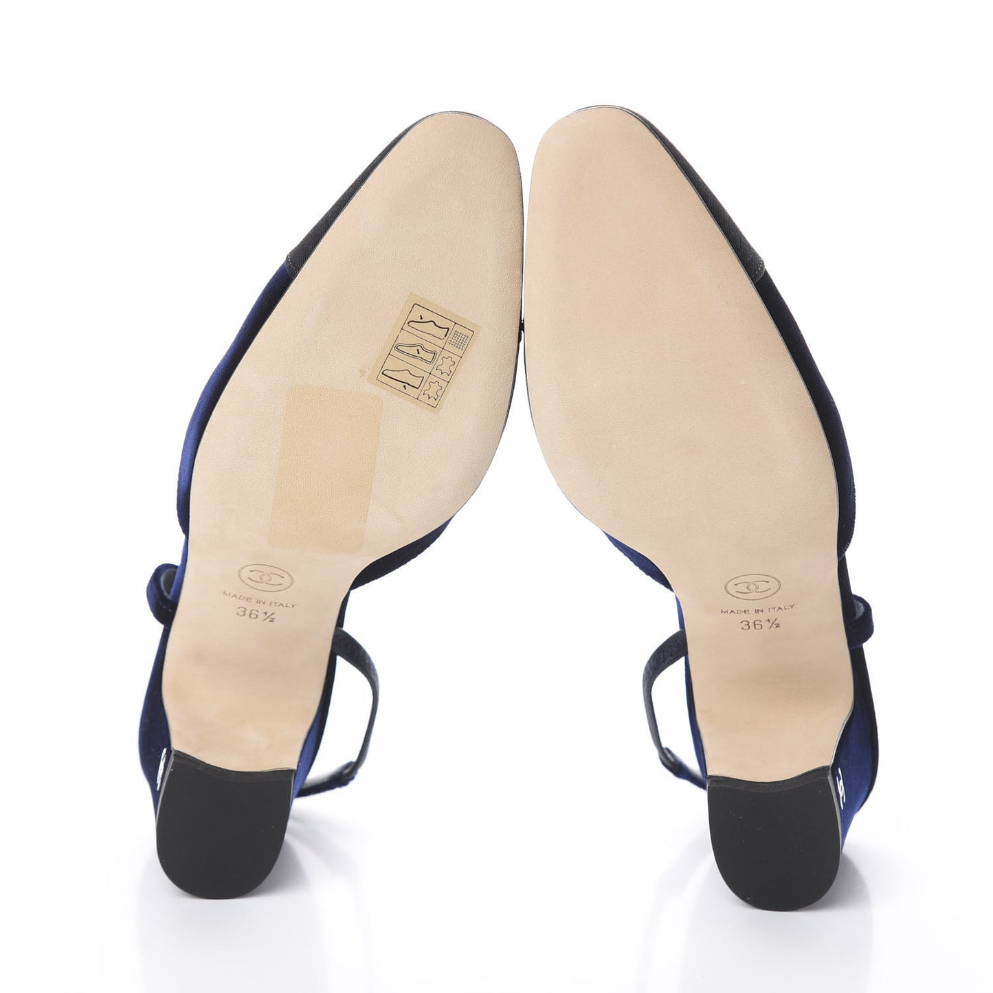 Velvet Grosgrain Cap Toe CC Slingback Pumps 36.5 Blue Black