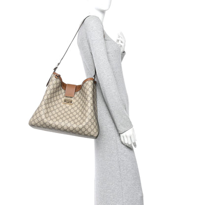 Gucci GG Icon Monogram Padlock Shoulder Bag Beige Dark Brown 2 of 9