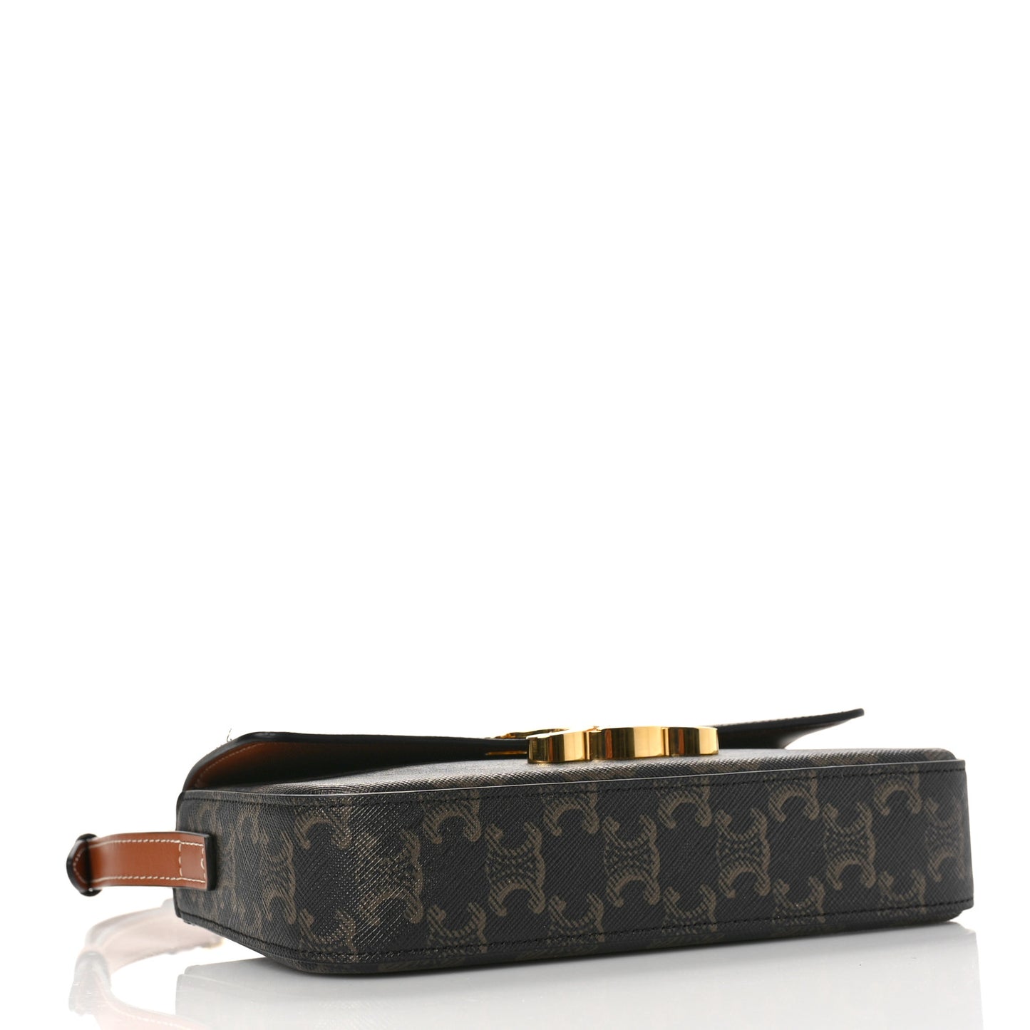 Canvas Calfskin Triomphe Shoulder Bag Tan