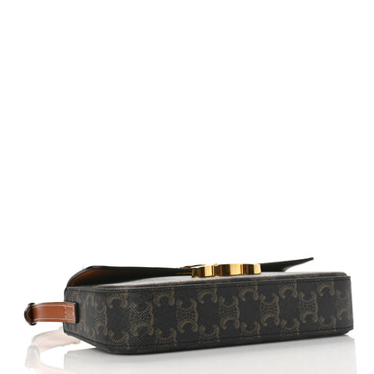Celine Canvas Calfskin Triomphe Shoulder Bag Tan 4 of 8