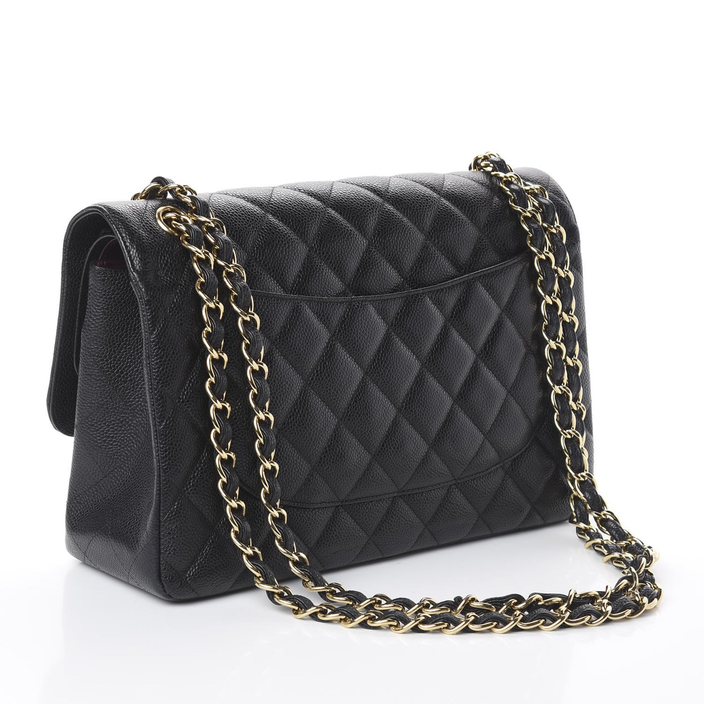 Caviar Quilted Jumbo Double Flap Black