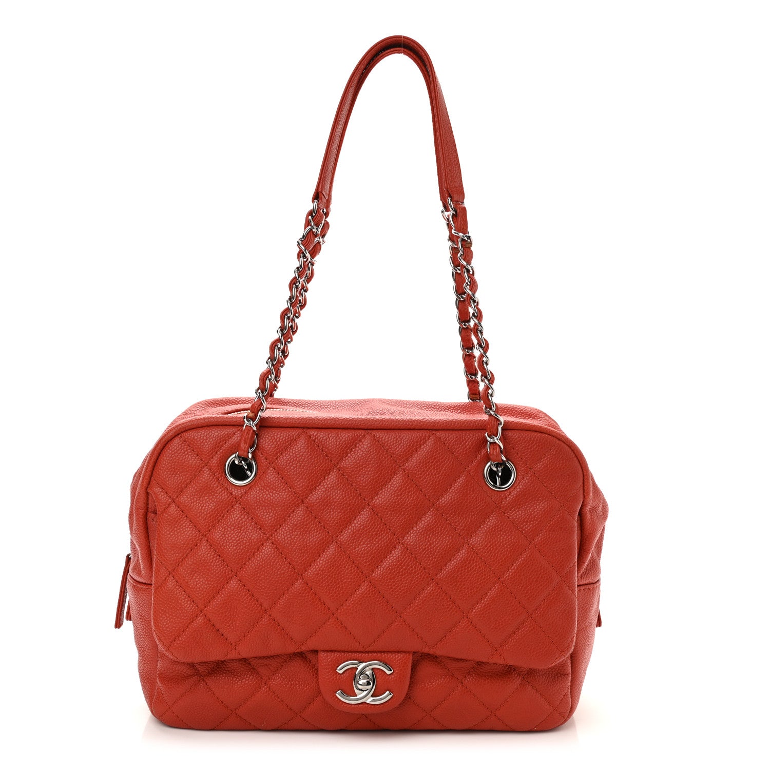 Chanel Caviar Quilted Travel Flap Tote Red 1 of 9