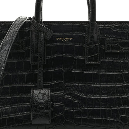 Saint Laurent Calfskin Crocodile Embossed Nano Sac De Jour Black 8 of 10