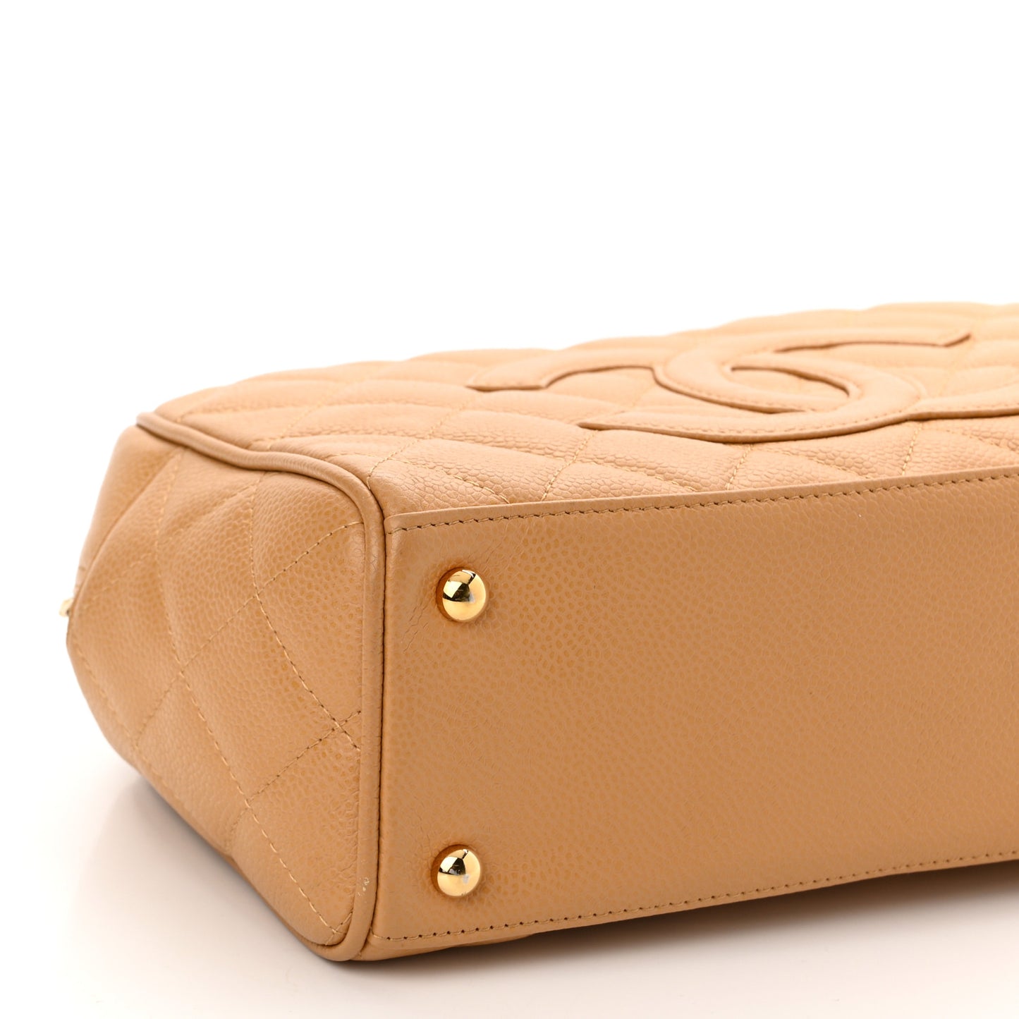 Caviar Quilted Small Bowler Beige