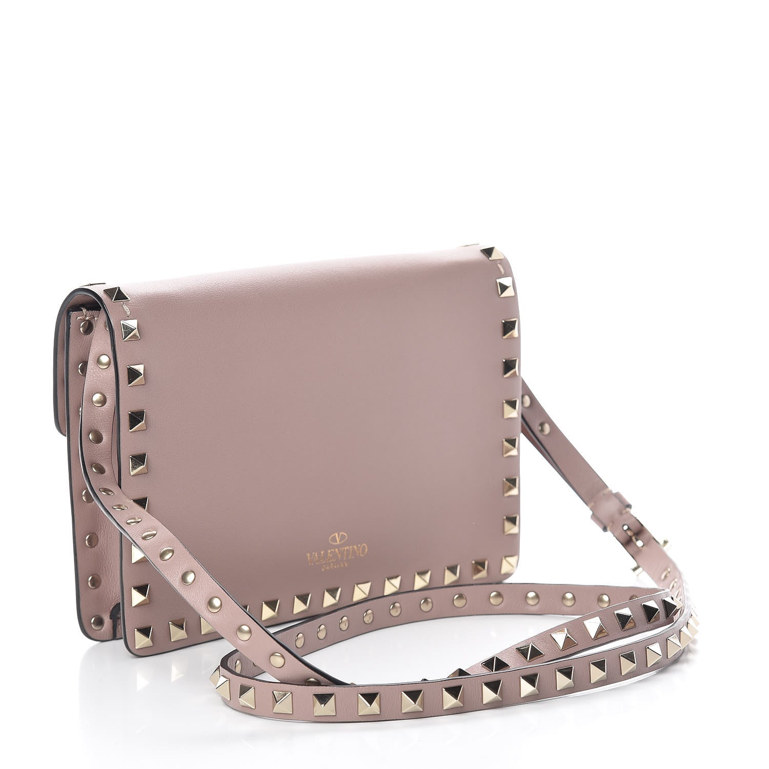 Valentino Garavani Vitello Rockstud Shoulder Flap Bag Poudre 3 of 9