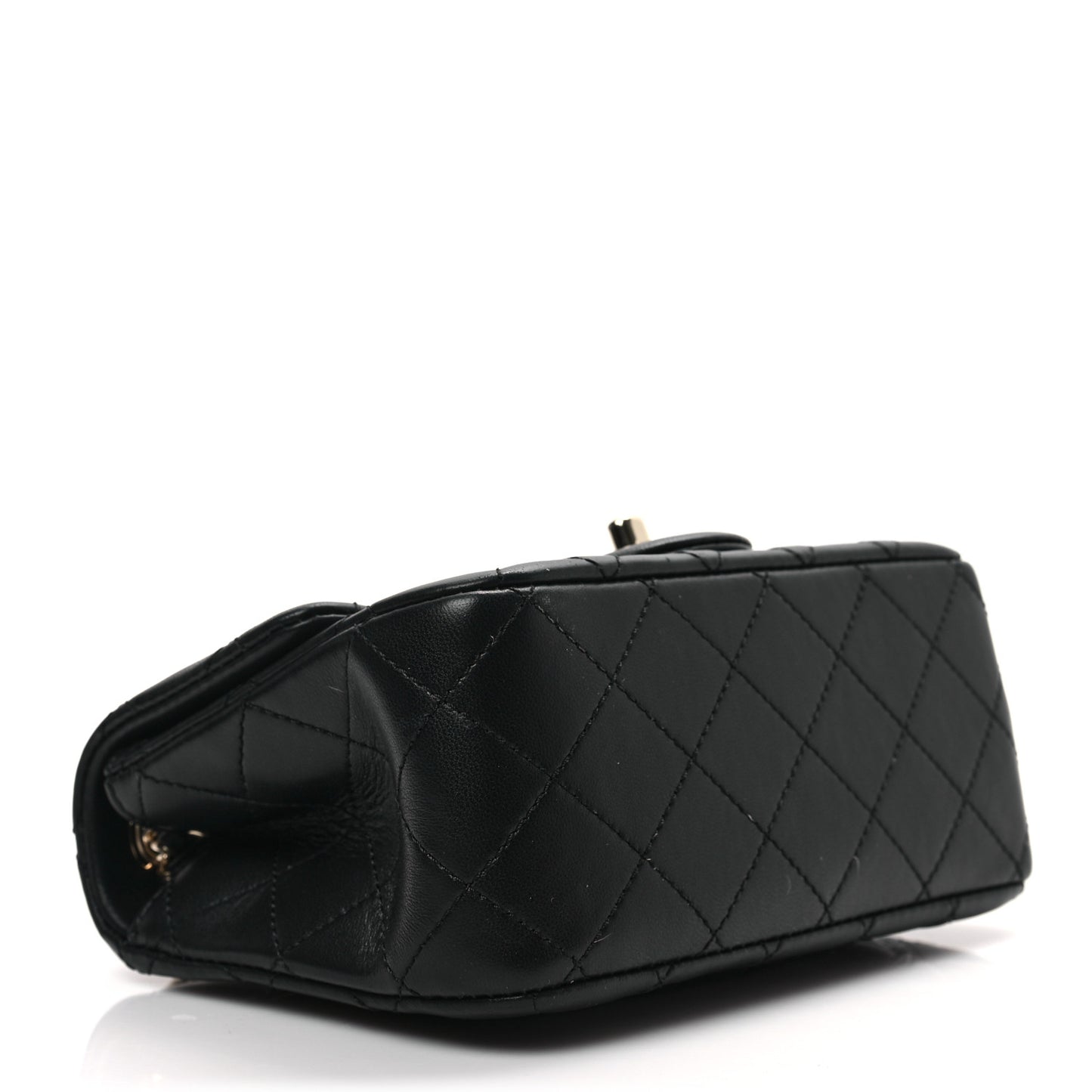 Lambskin Quilted Enamel Mini Pearl Crush Flap Black
