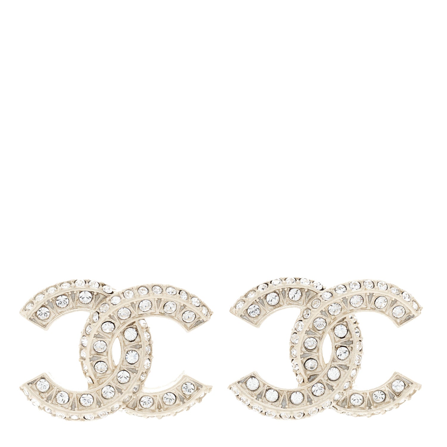 Chanel Crystal Timeless CC Earrings Light Gold 1 of 4