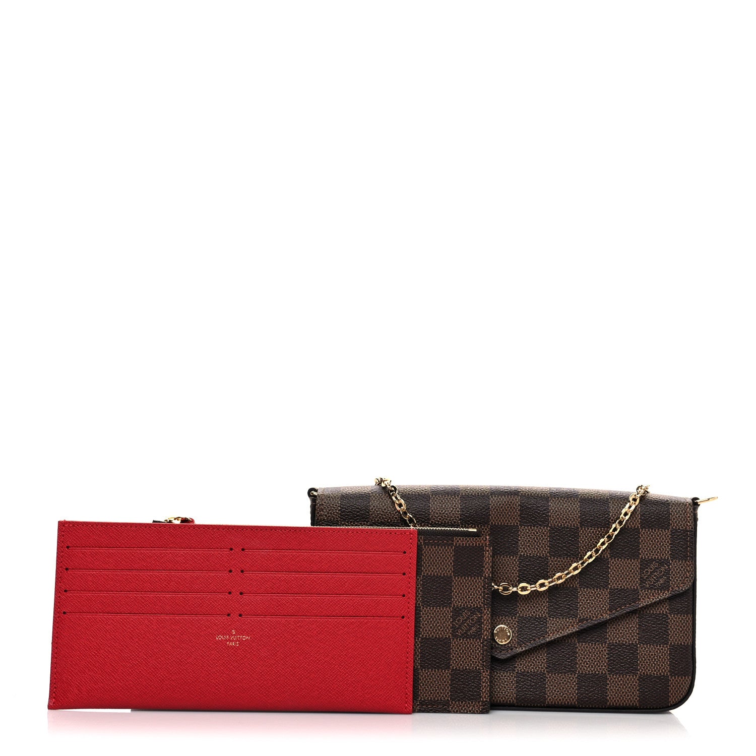 Louis Vuitton Damier Ebene Pochette Felicie Chain Wallet 3 of 13