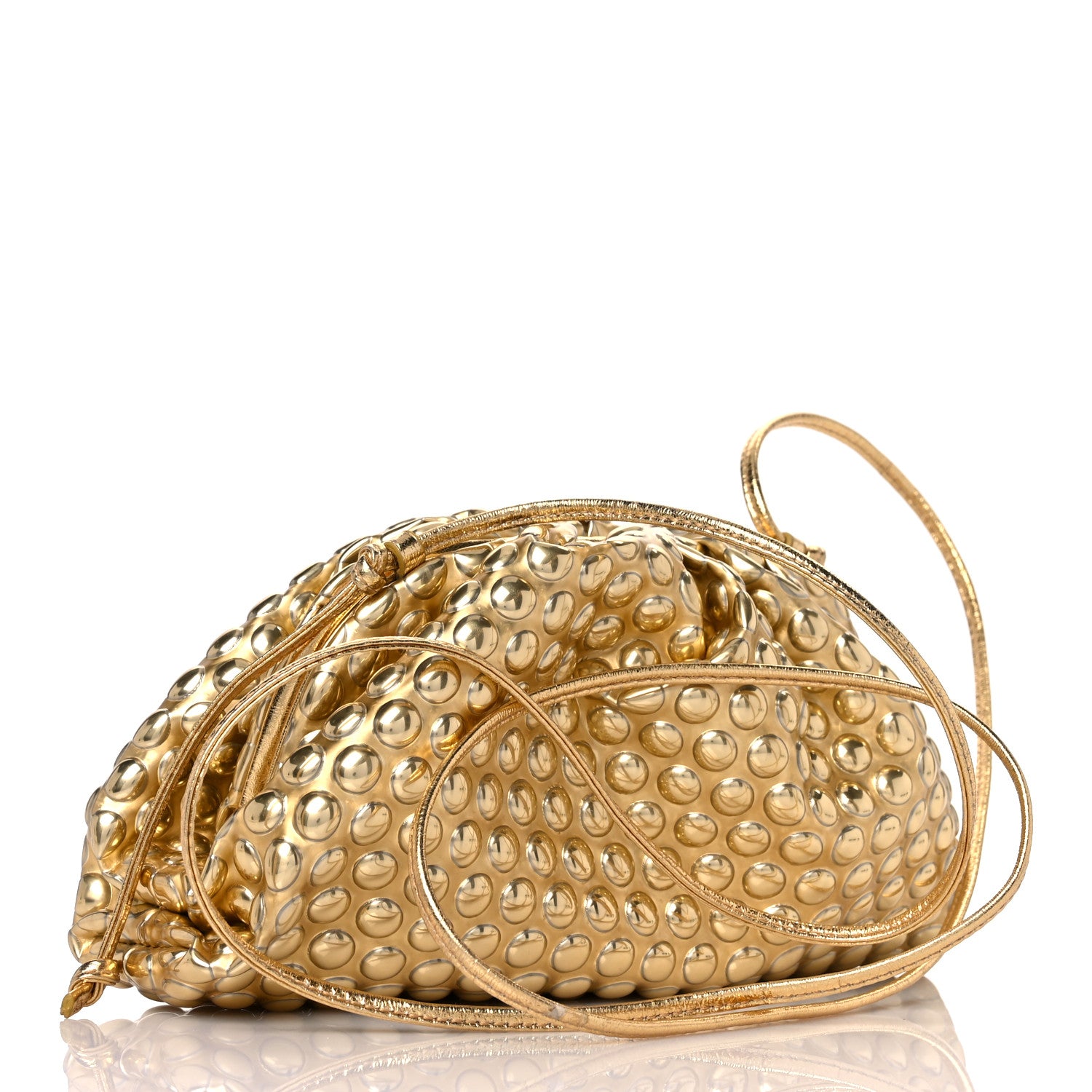 Bottega Veneta Metallic Fabric Bubble Wrap The Mini Pouch Gold 3 of 8