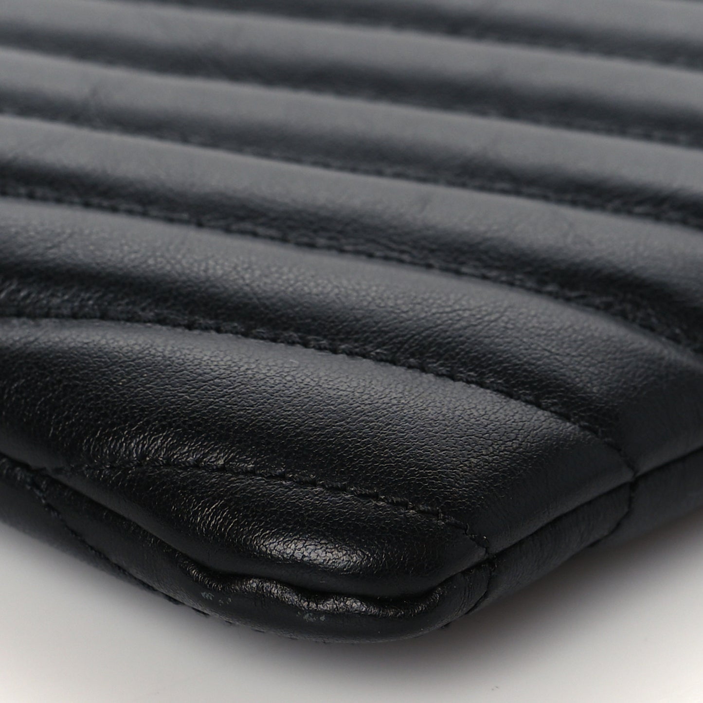 Calfskin Matelasse Chevron Monogram A5 Wristlet Black