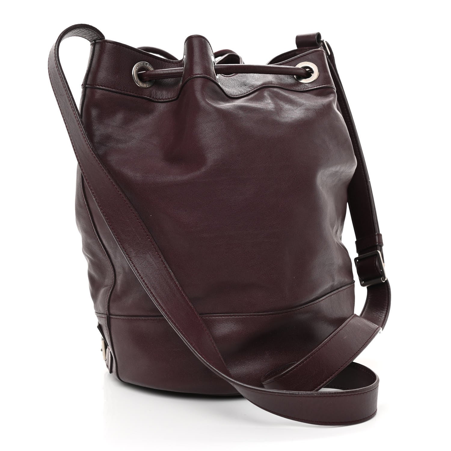 Saint Laurent Calfskin Medium Rider Bucket Bag Bordeaux 2 of 7