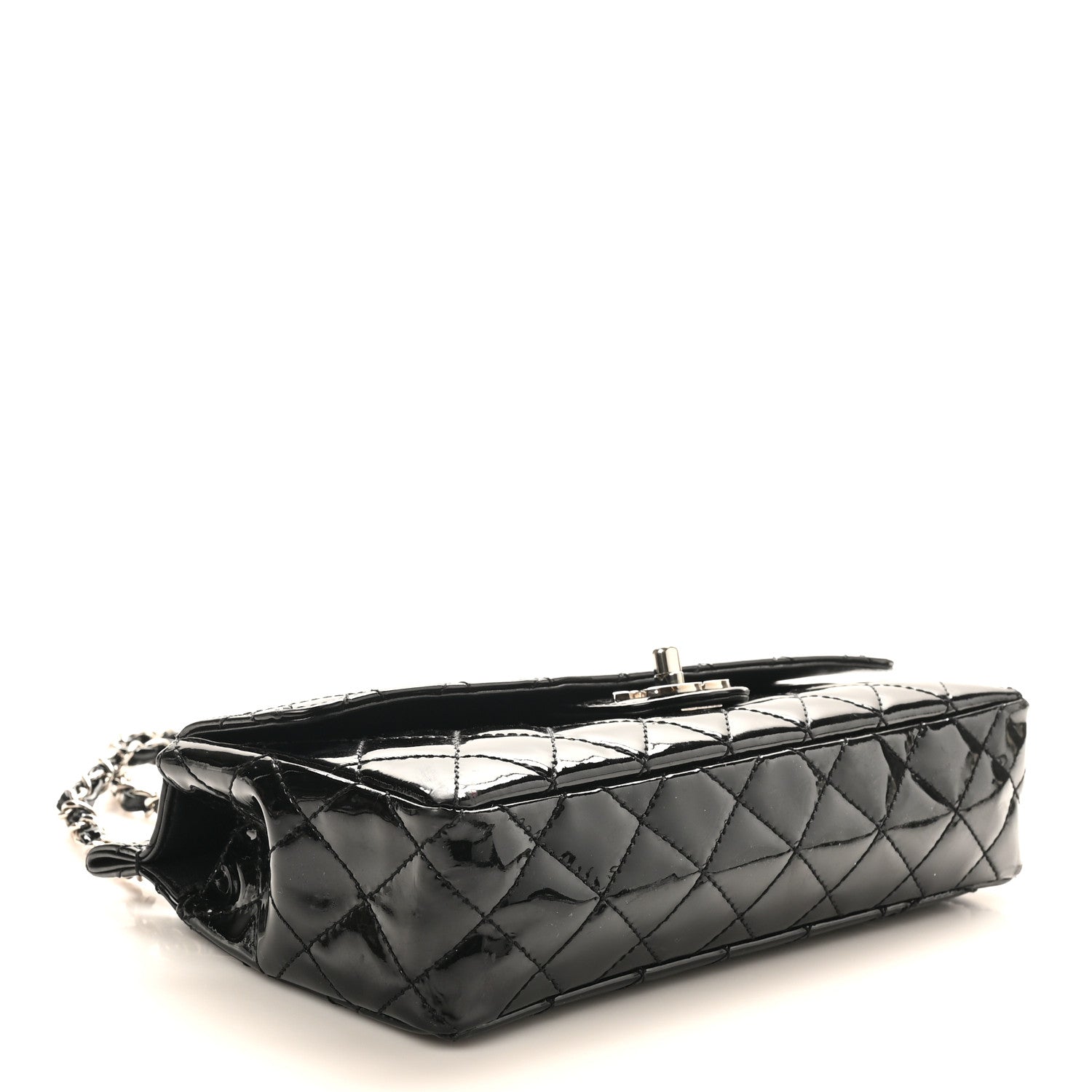 Chanel Patent Quilted Medium Diagonal CC Flap Black 4 of 11