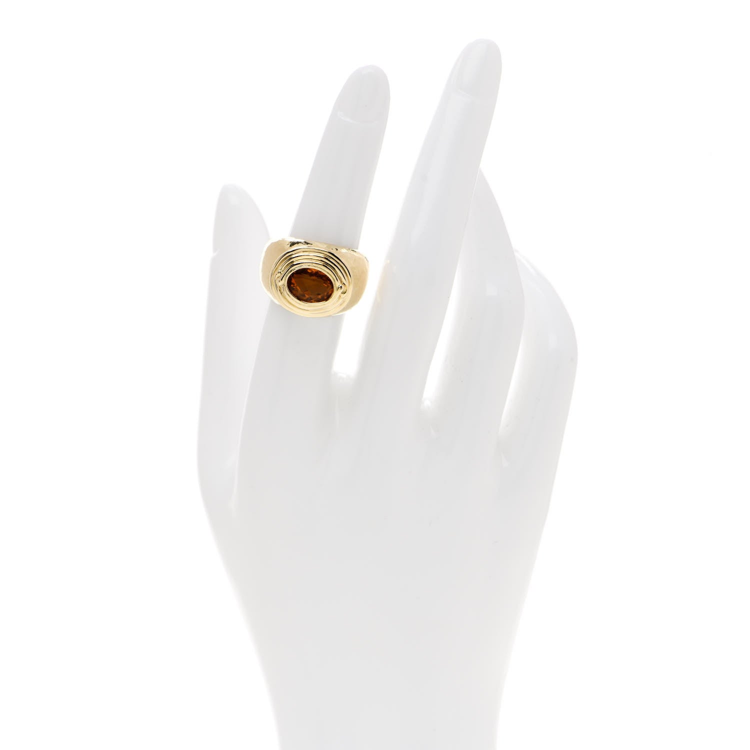 Tiffany 18K Yellow Gold Citrine Schlumberger Hammered Ring 51 5.75 2 of 6