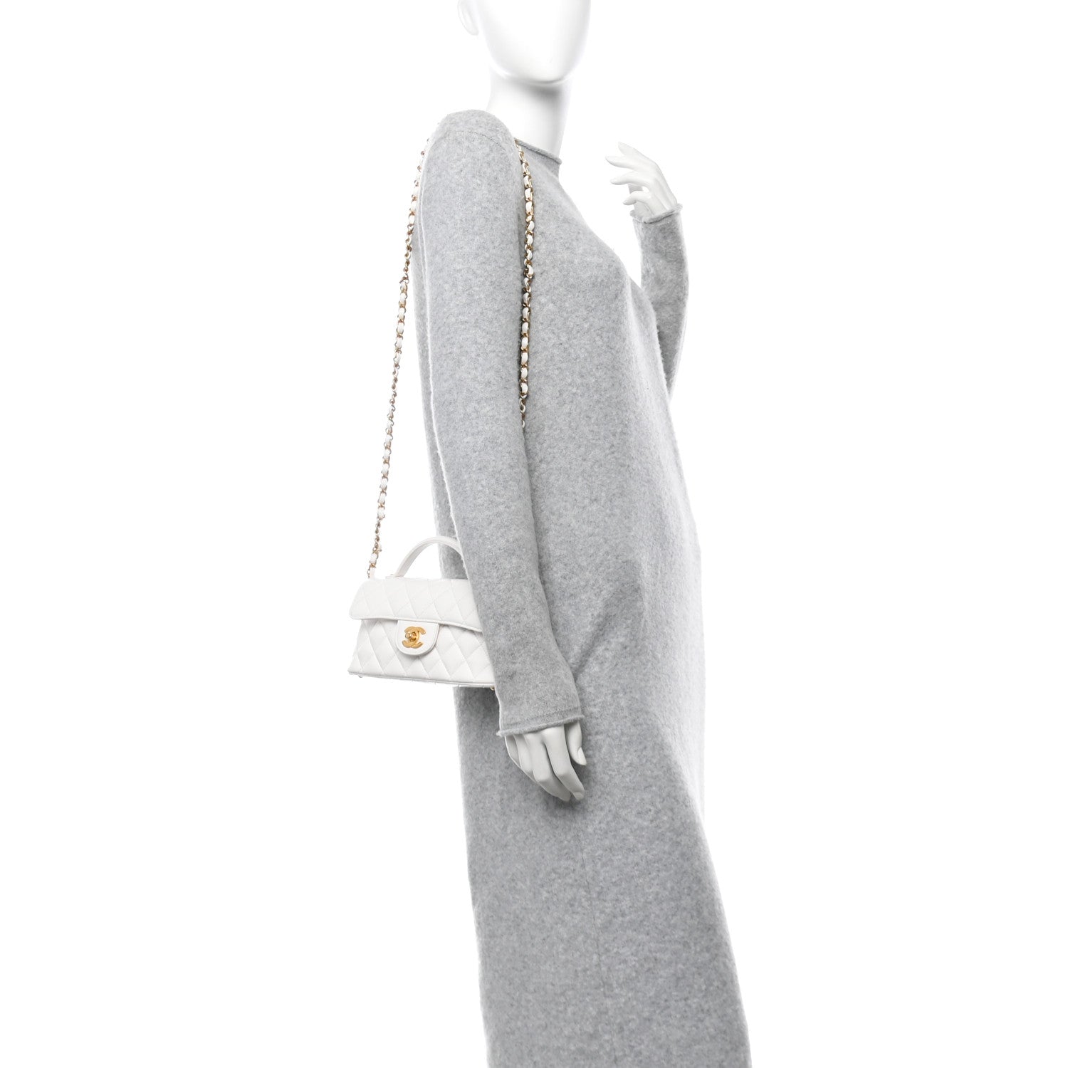 Chanel Lambskin Quilted Mini Flap Top Handle Bag White 2 of 11