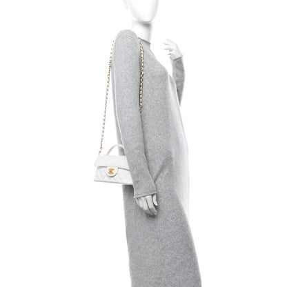 Chanel Lambskin Quilted Mini Flap Top Handle Bag White 2 of 11