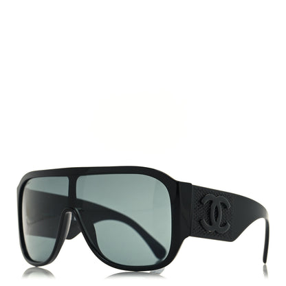 Chanel Acetate Crystal CC Shield Sunglasses 5466-B-A Black 1 of 8