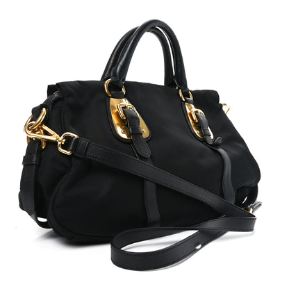 Prada Tessuto Nylon Soft Calf Shopping Satchel Black 2 of 9