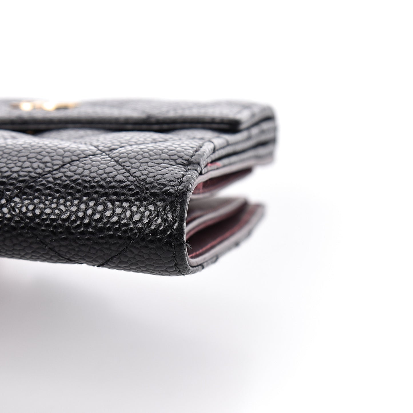 Caviar Quilted Compact French Flap Wallet Black