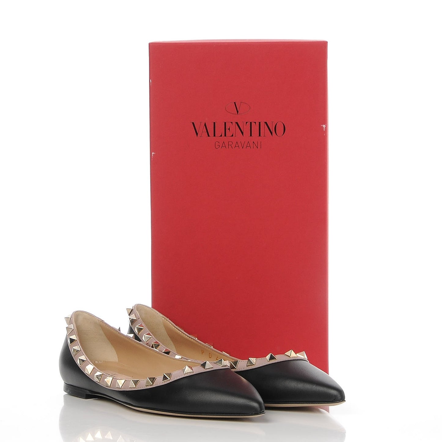 Nappa Rockstud Ballerina Flats 37 Black Poudre