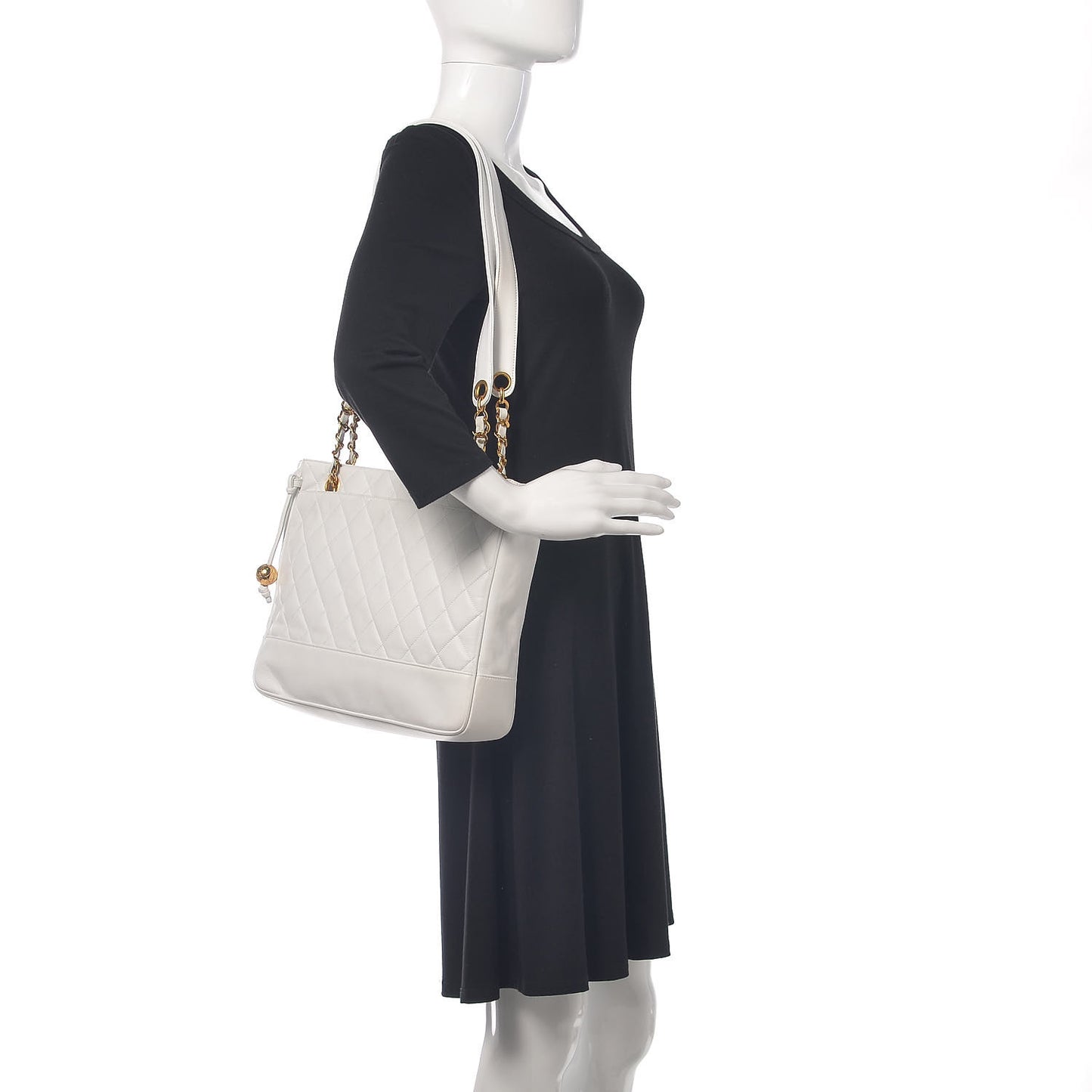 Lambskin Quilted Shoulder Bag White