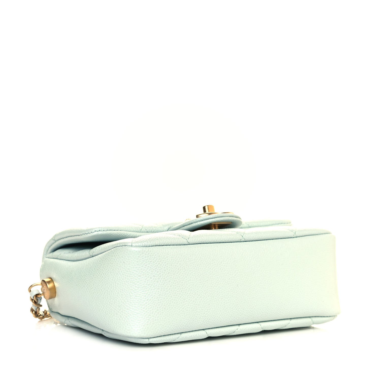Iridescent Caviar Quilted Mini My Perfect Flap Light Green