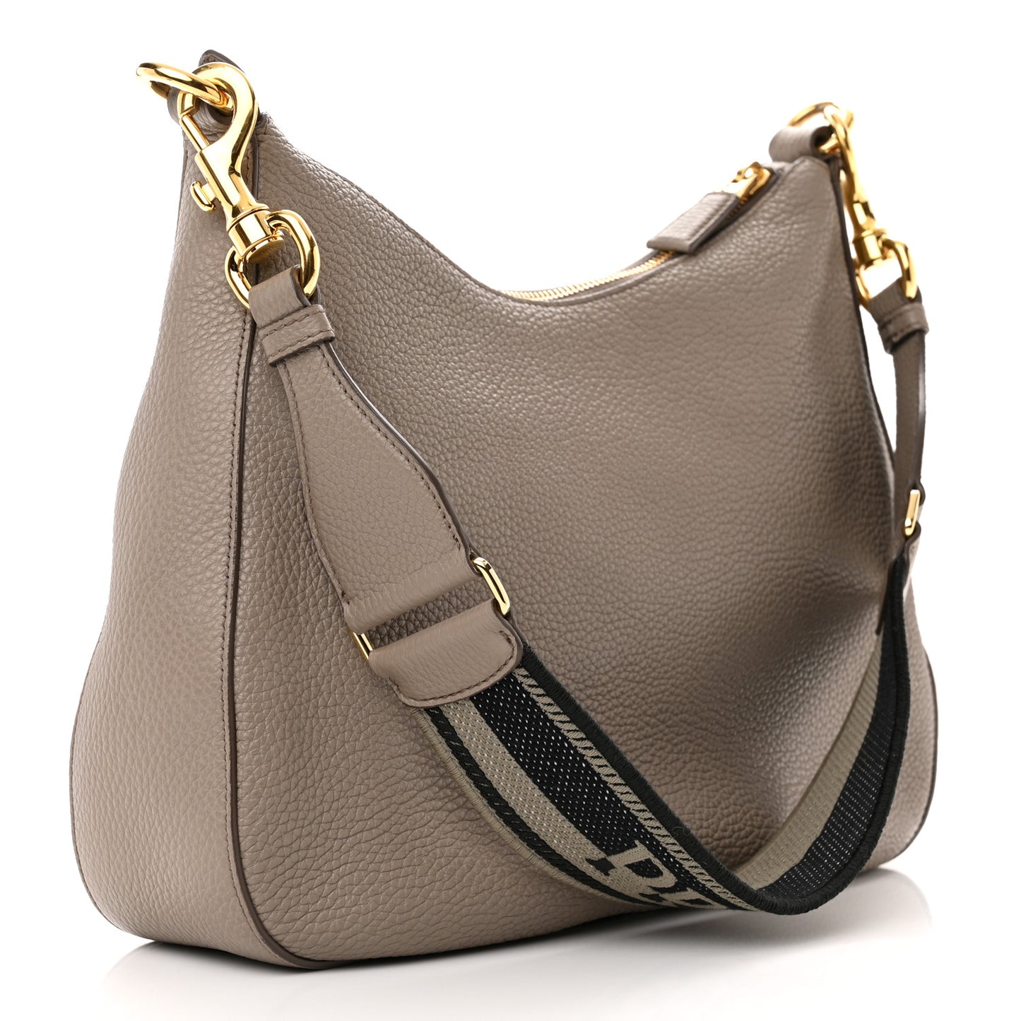 Vitello Daino Soft Large Zippered Messenger Hobo Argilla
