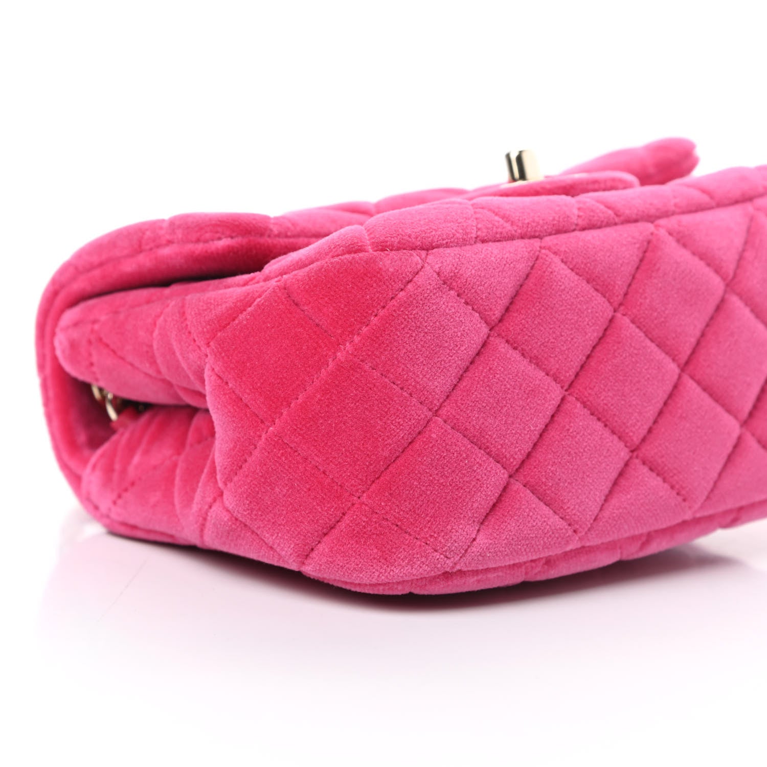 Chanel Velvet Quilted Mini Square Pearl Crush Flap Fuchsia 9 of 13