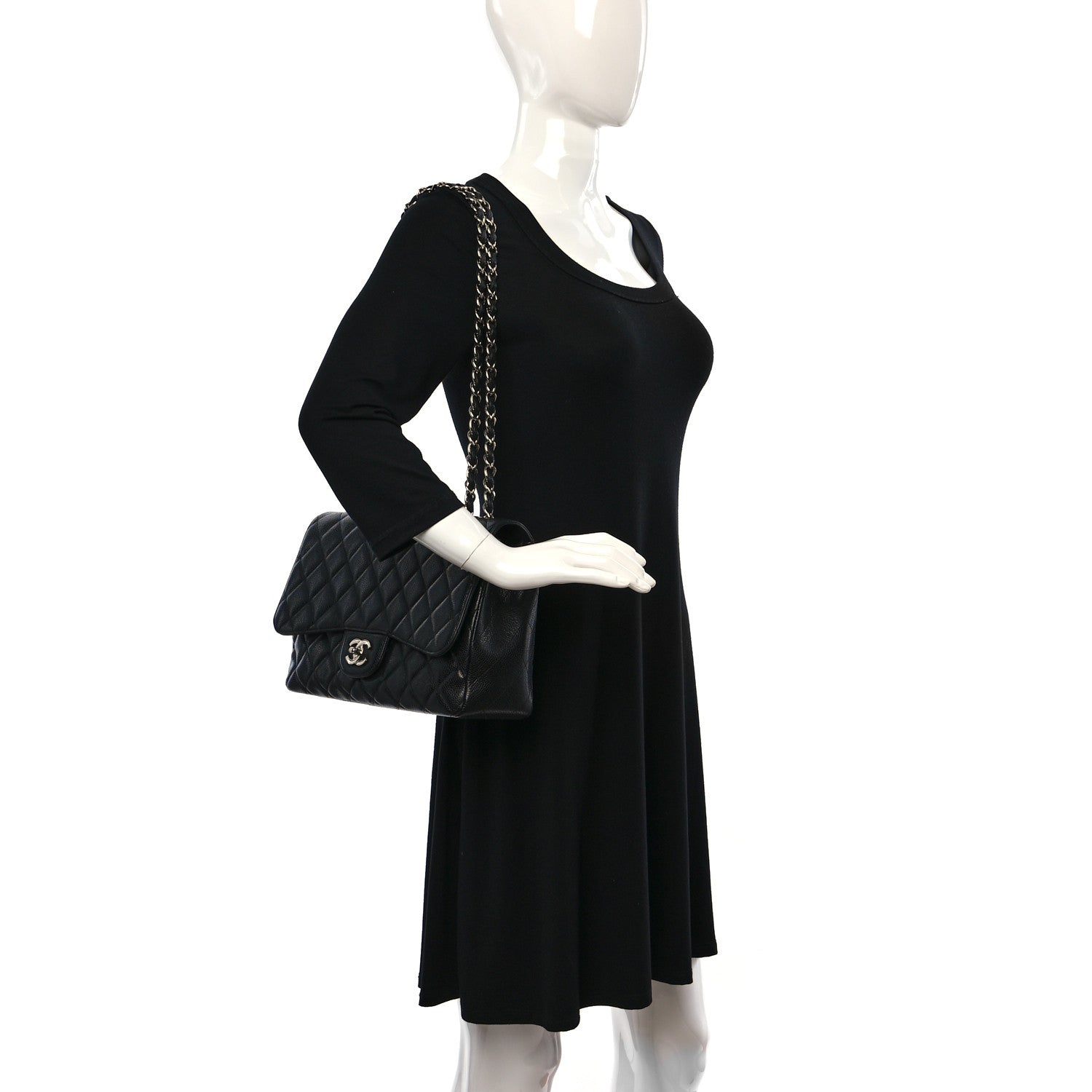 Chanel Caviar Quilted Jumbo Double Flap Black 2 of 9