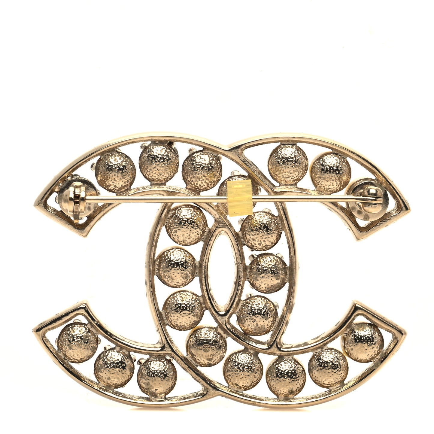 Pearl Crystal CC Brooch Gold Pearly White