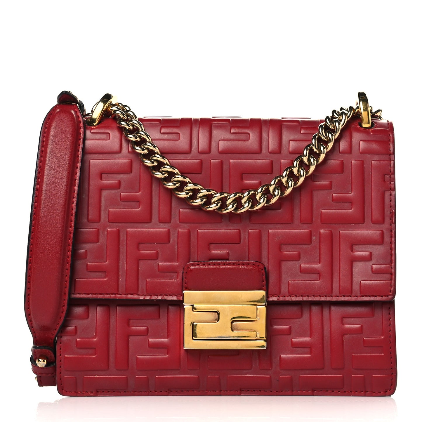 Vitello Liberty FF 1974 Embossed Small Kan U Shoulder Bag Fragola
