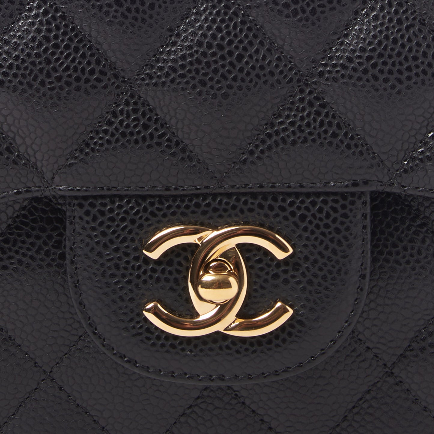 Caviar Quilted Jumbo Double Flap Black