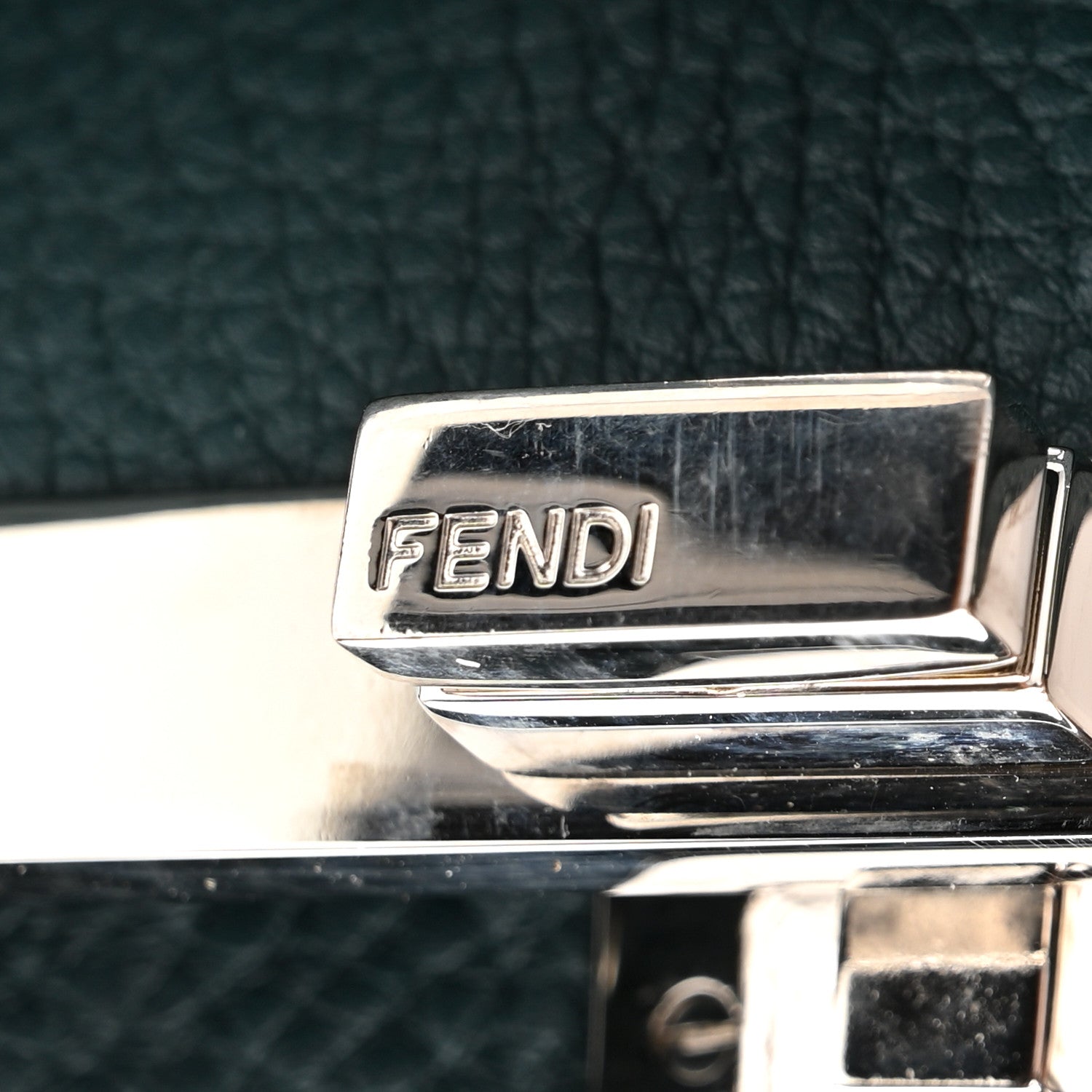 Fendi Cuoio Roma Sellerissima Nappa Sintetica Tape Stitch Snakeskin Mini Peekaboo Iconic Satchel Green 8 of 11