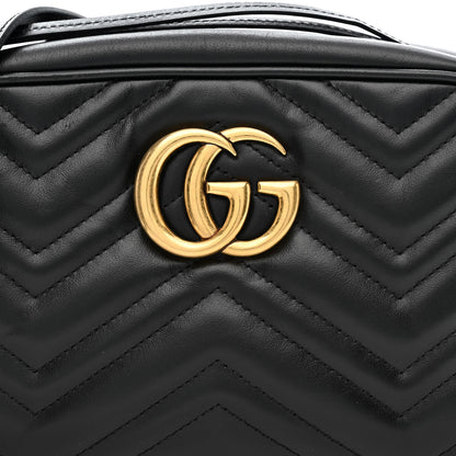 Gucci Calfskin Matelasse Small GG Marmont Chain Shoulder Bag Black 7 of 10