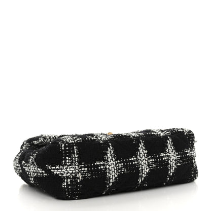 Chanel Tweed Houndstooth Quilted Medium Chanel 19 Flap Black White 4 of 10