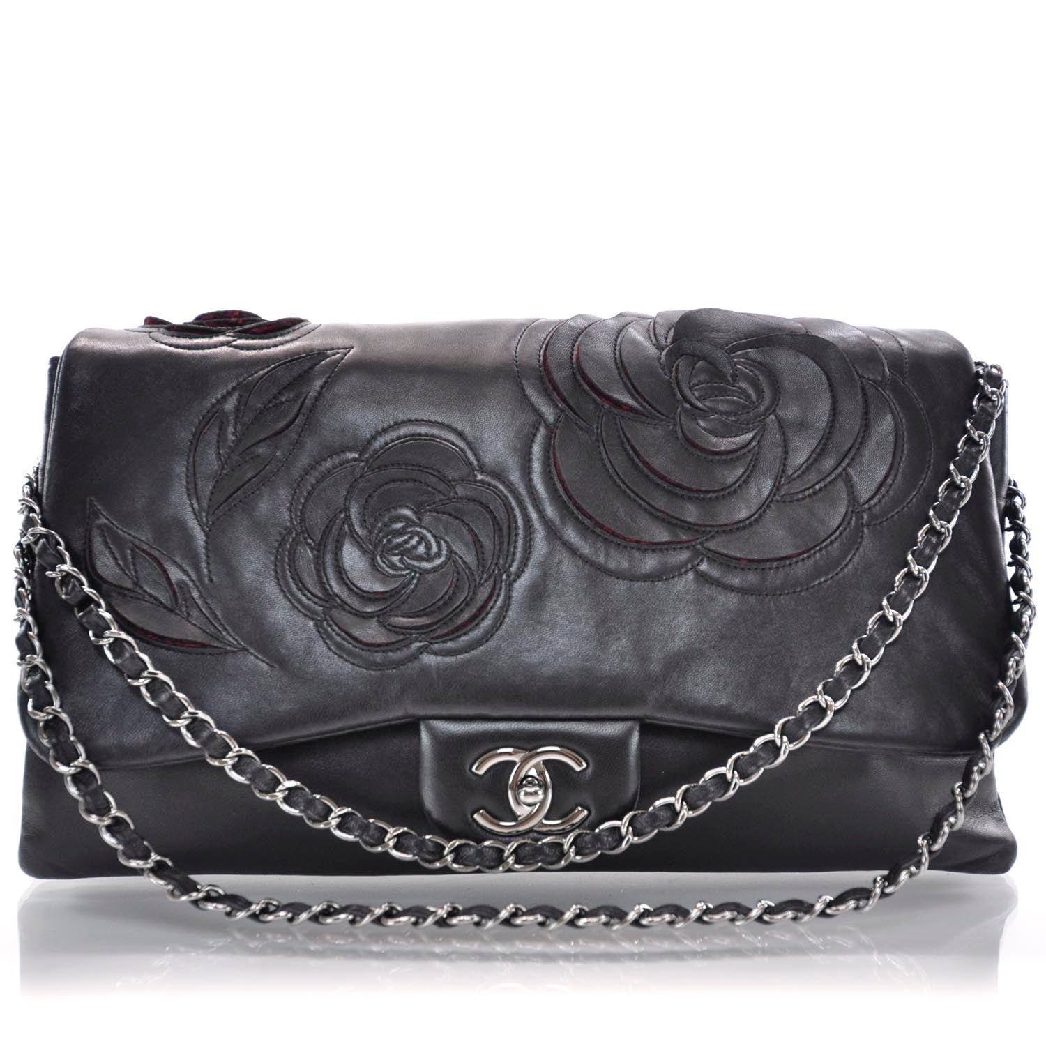 Chanel Lambskin Tweed Petals Flap Black 1 of 12