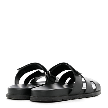 Hermes Calfskin Mens Chypre Sandals 42 Black 4 of 9