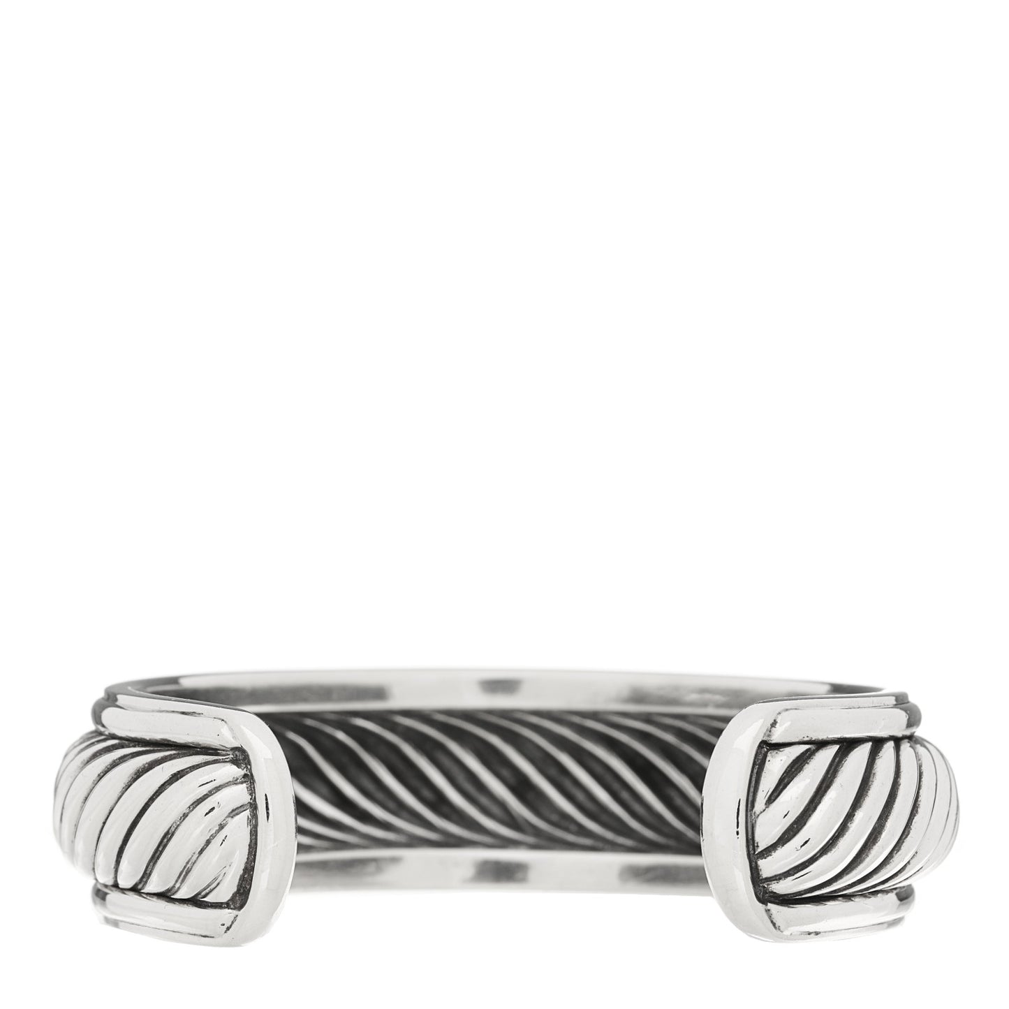 Sterling Silver Diamond 20mm Sculpted Cable Cuff Bracelet