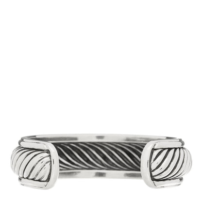 David Yurman Sterling Silver Diamond 20mm Sculpted Cable Cuff Bracelet 2 of 3