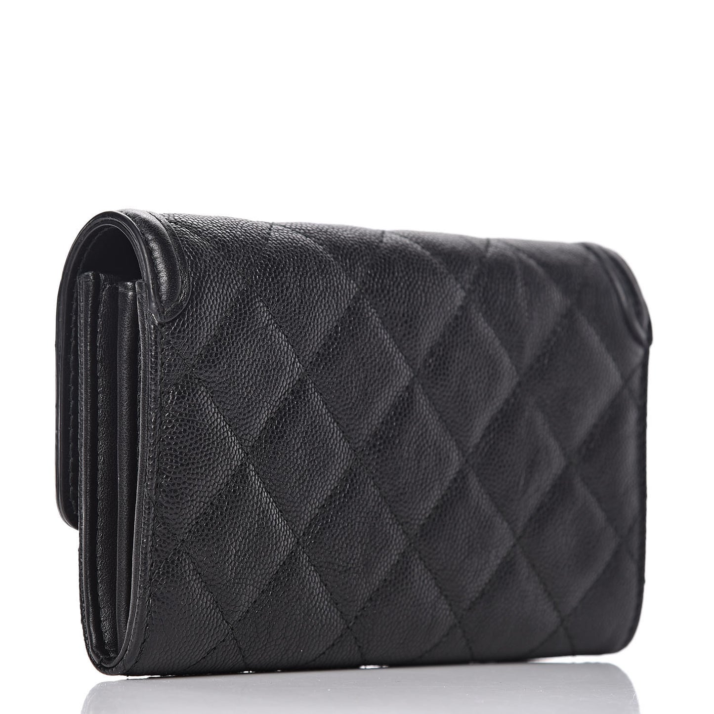 Caviar Quilted Medium Filigree Flap Wallet Black