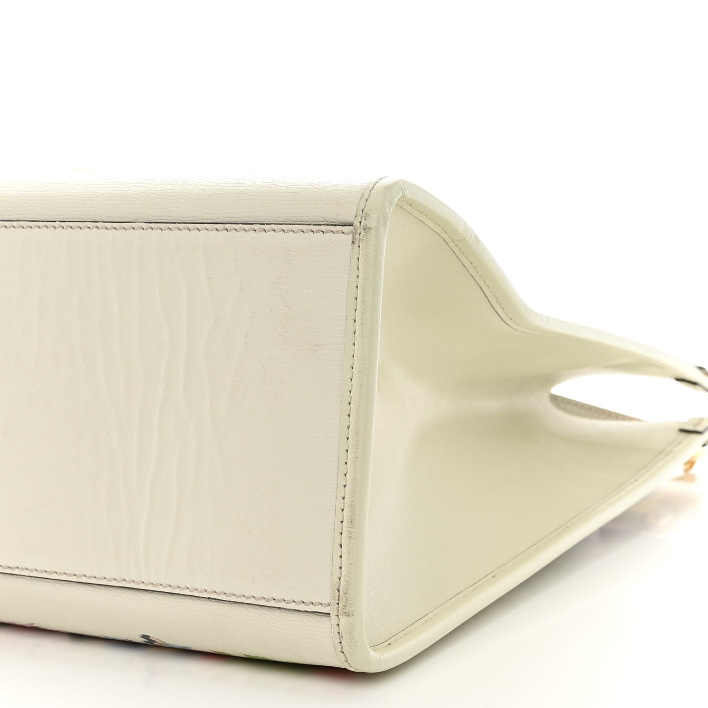 New Shangai Calfskin Tiger Savanah Textured Calfskin Medium Tote Chalky White Multicolor