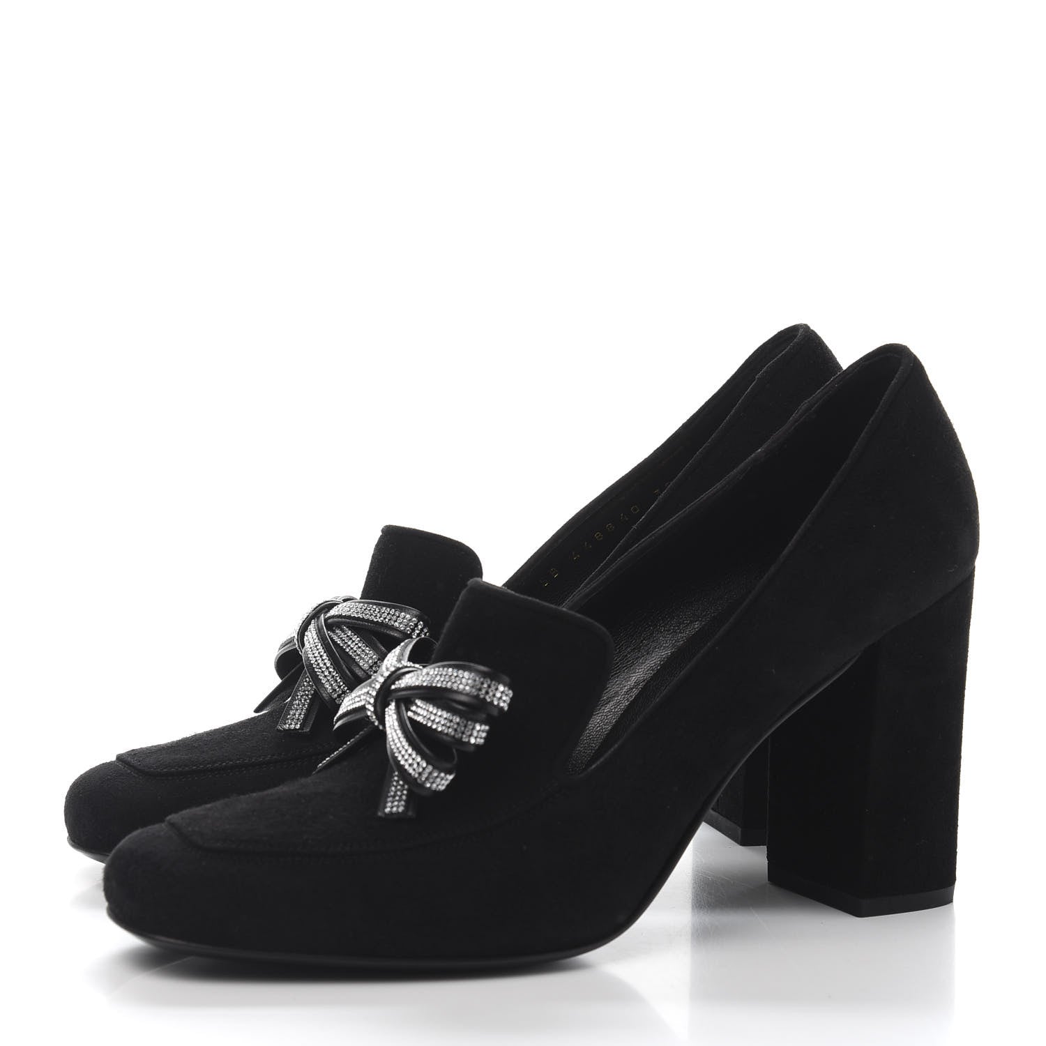 Saint Laurent Kid Scamosciato Crystal Bow Pumps 39 Black 3 of 9