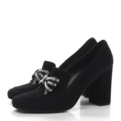 Saint Laurent Kid Scamosciato Crystal Bow Pumps 39 Black 3 of 9