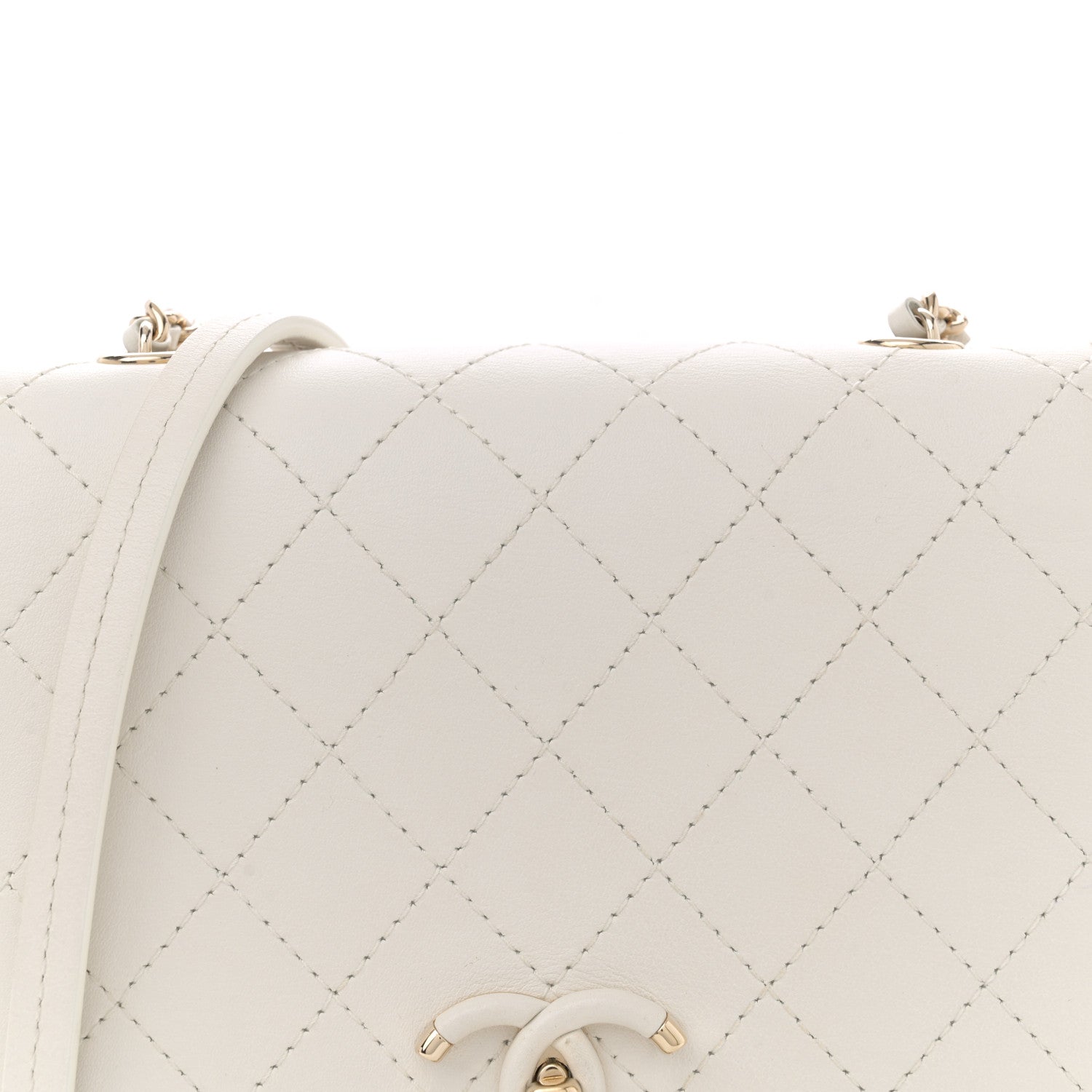 Chanel Calfskin Stitched Small Covered CC Flap Bag White 8 of 13