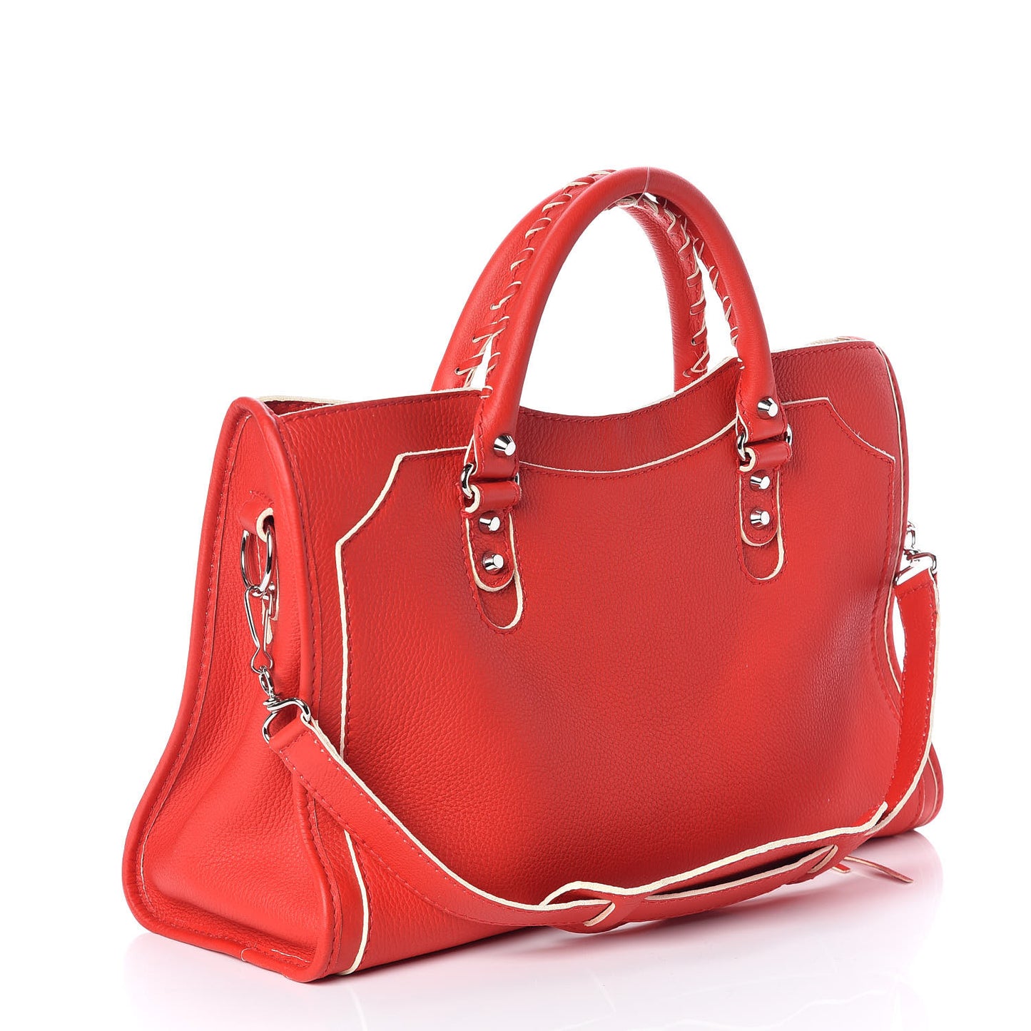 Supple Grained Calfskin Classic Silver Hardware Highlight City Rouge Fraise