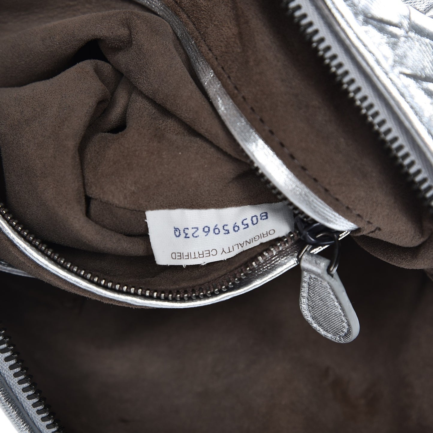 Metallic Nappa Intrecciato Pillow Crossbody Messenger Silver