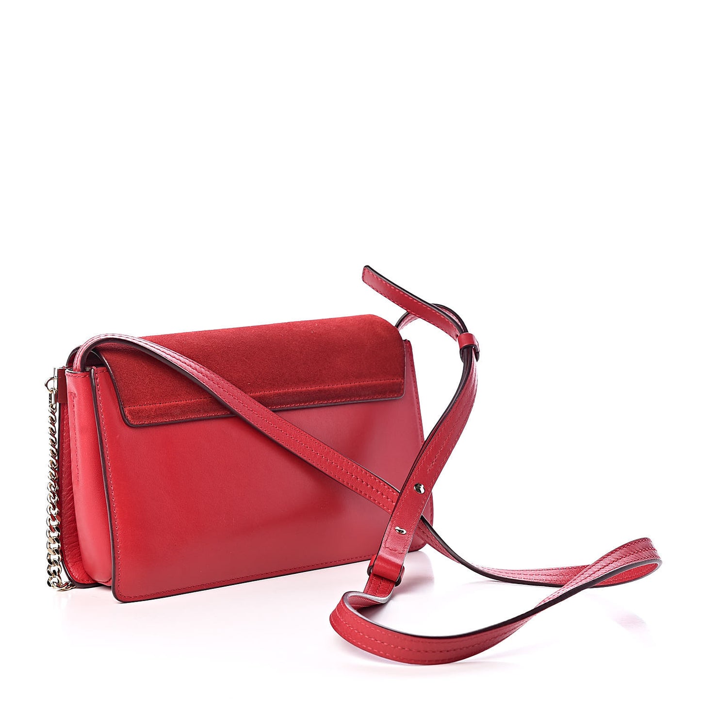 Suede Calfskin Small Faye Shoulder Bag Tulip Red