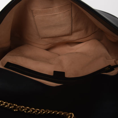 Gucci Calfskin Matelasse Maxi GG Marmont Top Handle Shoulder Bag Black 7 of 10